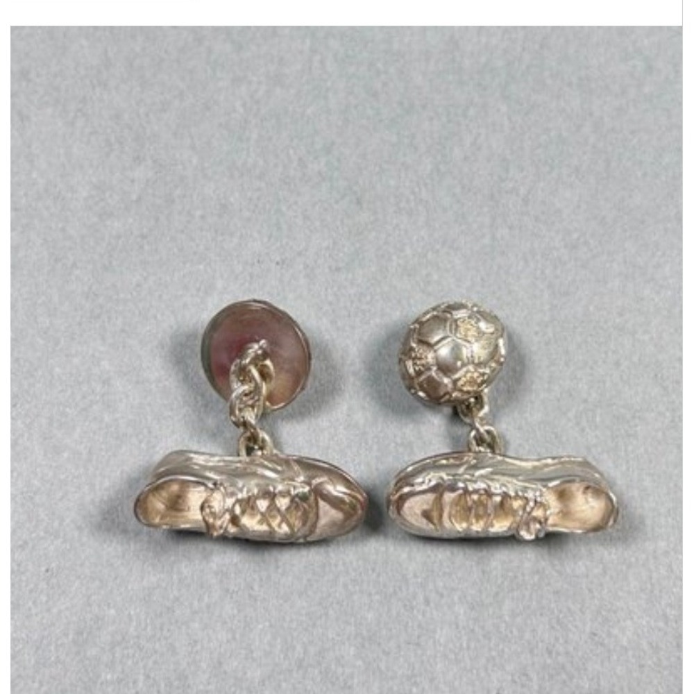 Links of London Soccer Cleat Ball Cufflinks Silver Sporty Preloved Excellent